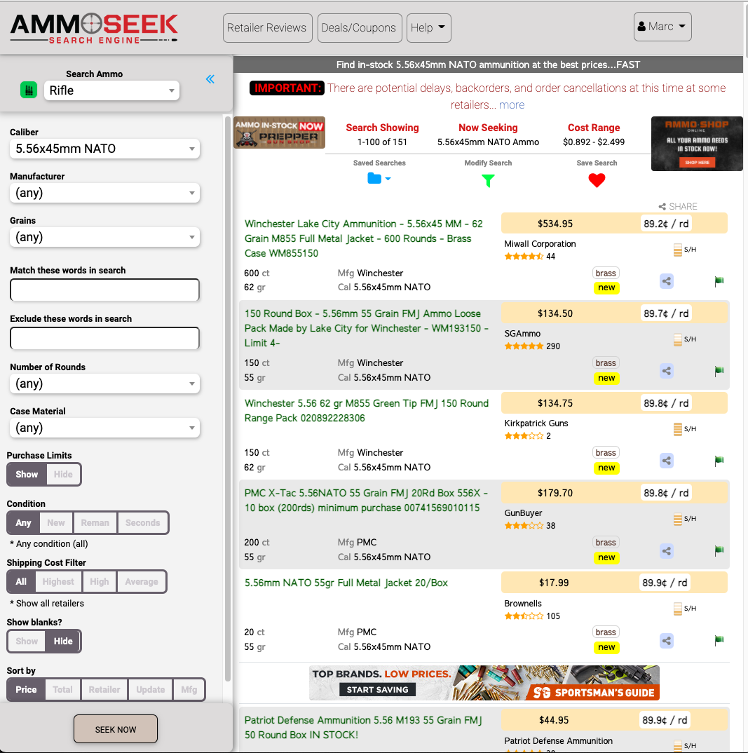Medium Width Desktop Results / Search Open