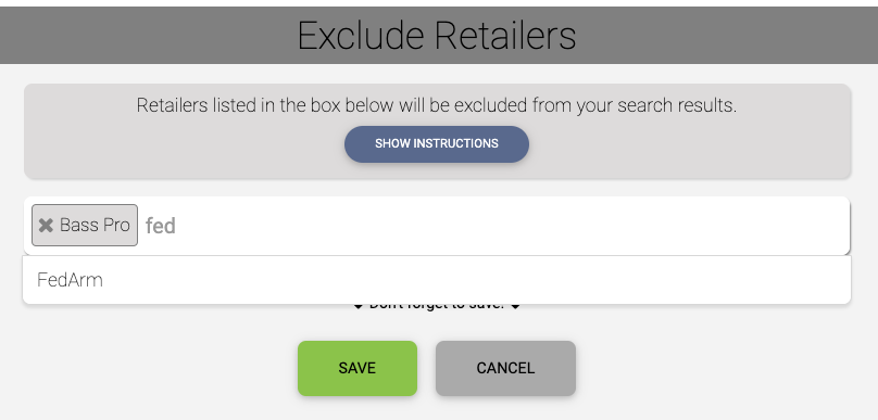 Exclude Retailer Action